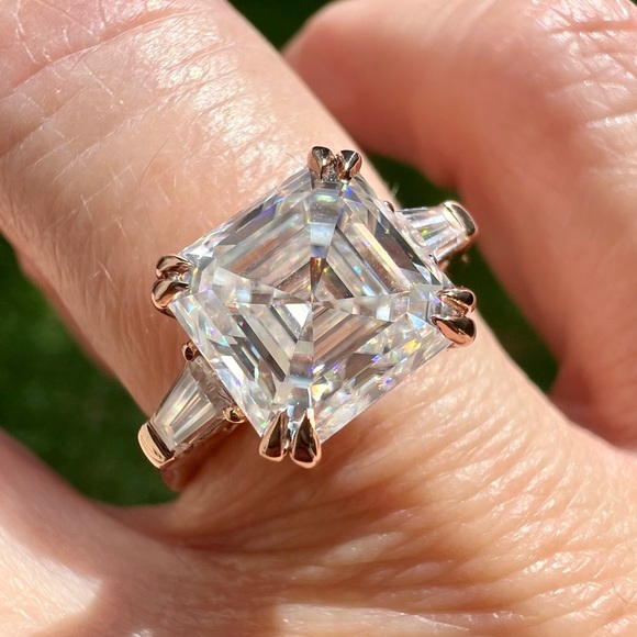 *SOLD* 10k RG 8mm Asscher Cut Moissanite Ring - Picture 1 of 12